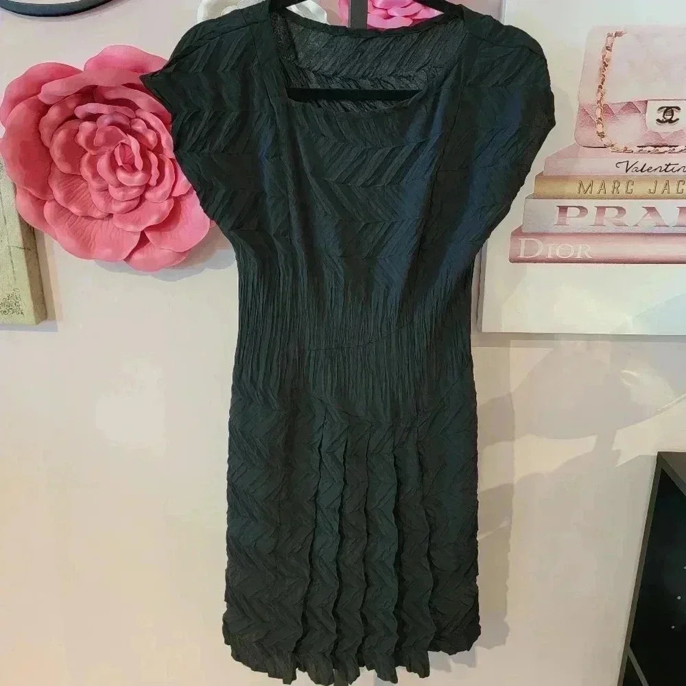 Babette Black Crinkle Dress